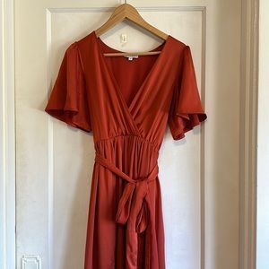 Baltic Born Bump Friendly Rust Satin Dress Size Medium